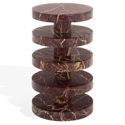 Danny Round Marble Accent Table Red