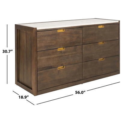 Adeline 6 Drawer Dresser - Dark Chocolate