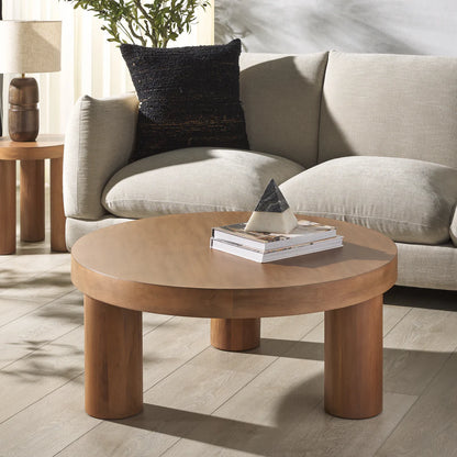 Bary Round 3 Leg Wood Coffee Table
