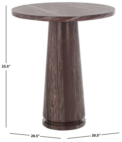 Valentia Tall Round Marble Accent Table Maroon