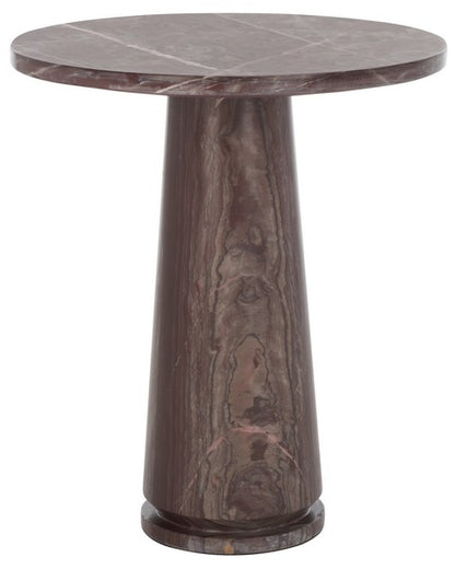 Valentia Tall Round Marble Accent Table Maroon