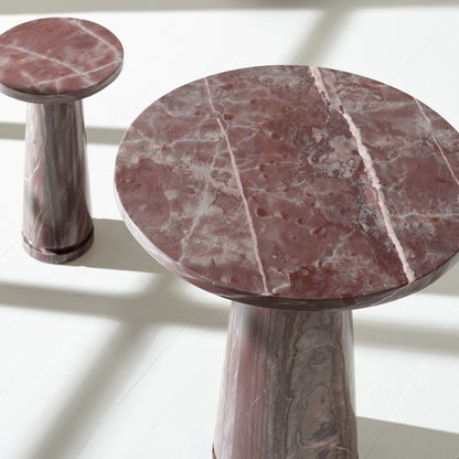 Valentia Tall Round Marble Accent Table Maroon