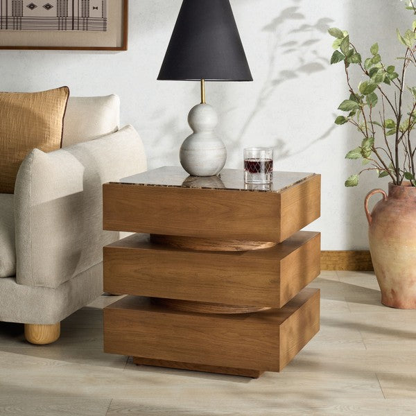Shayrina Marble Accent Table Walnut