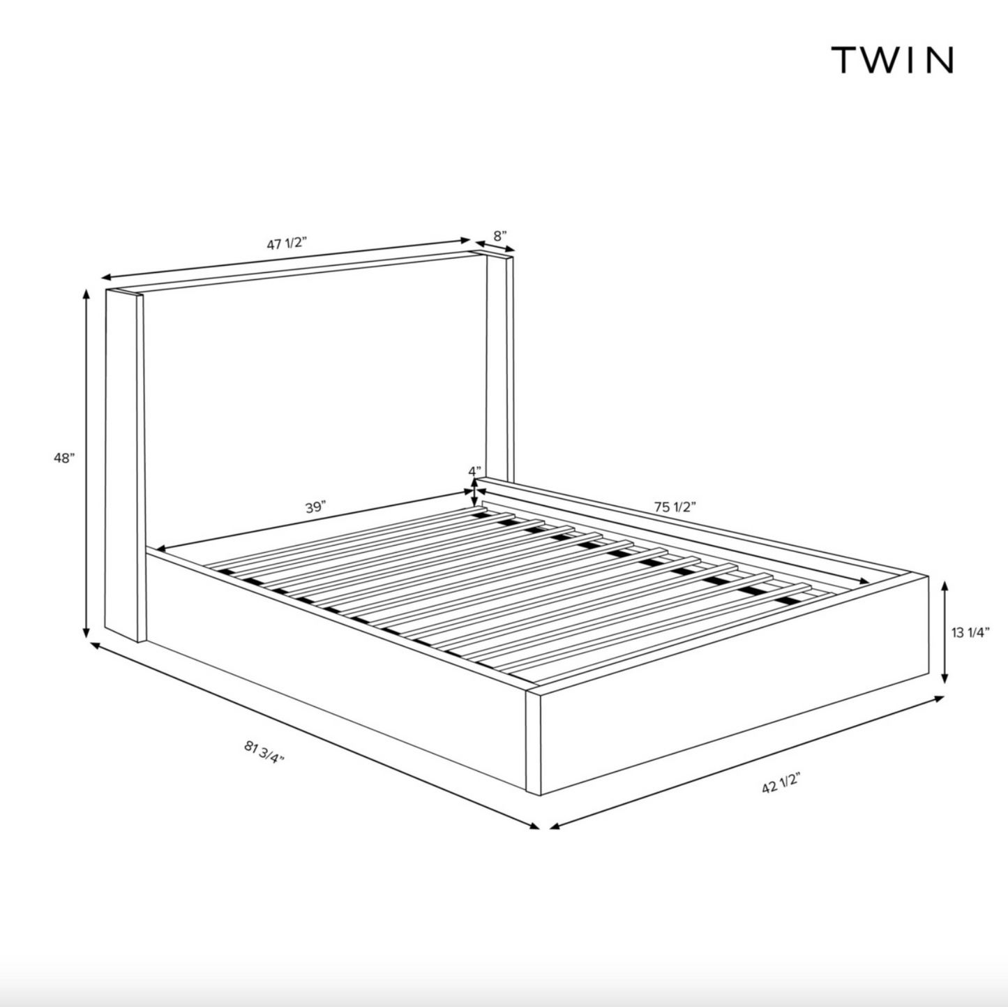 Thea 48" Wingback Platform Bed