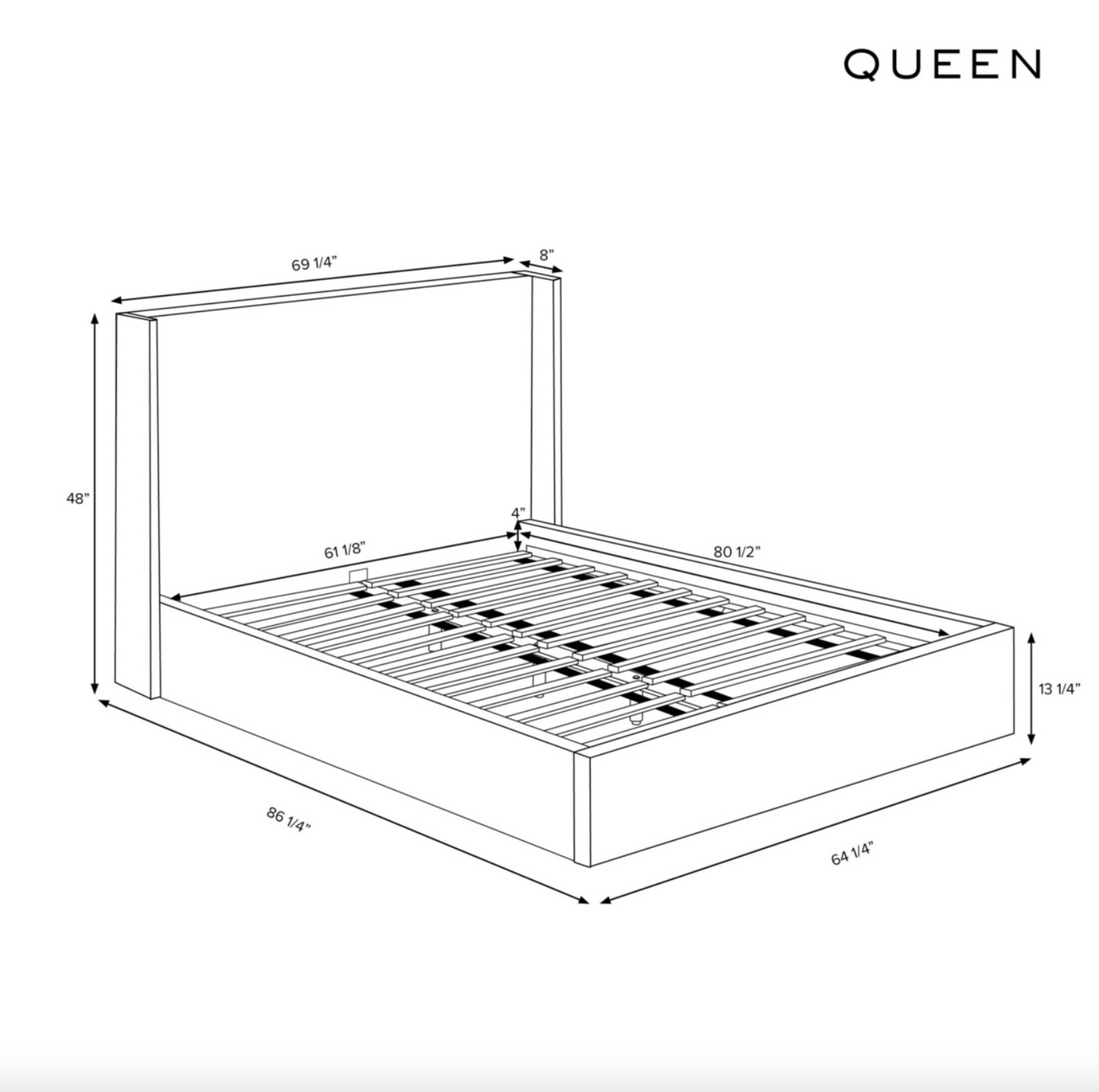 Thea 48" Wingback Platform Bed