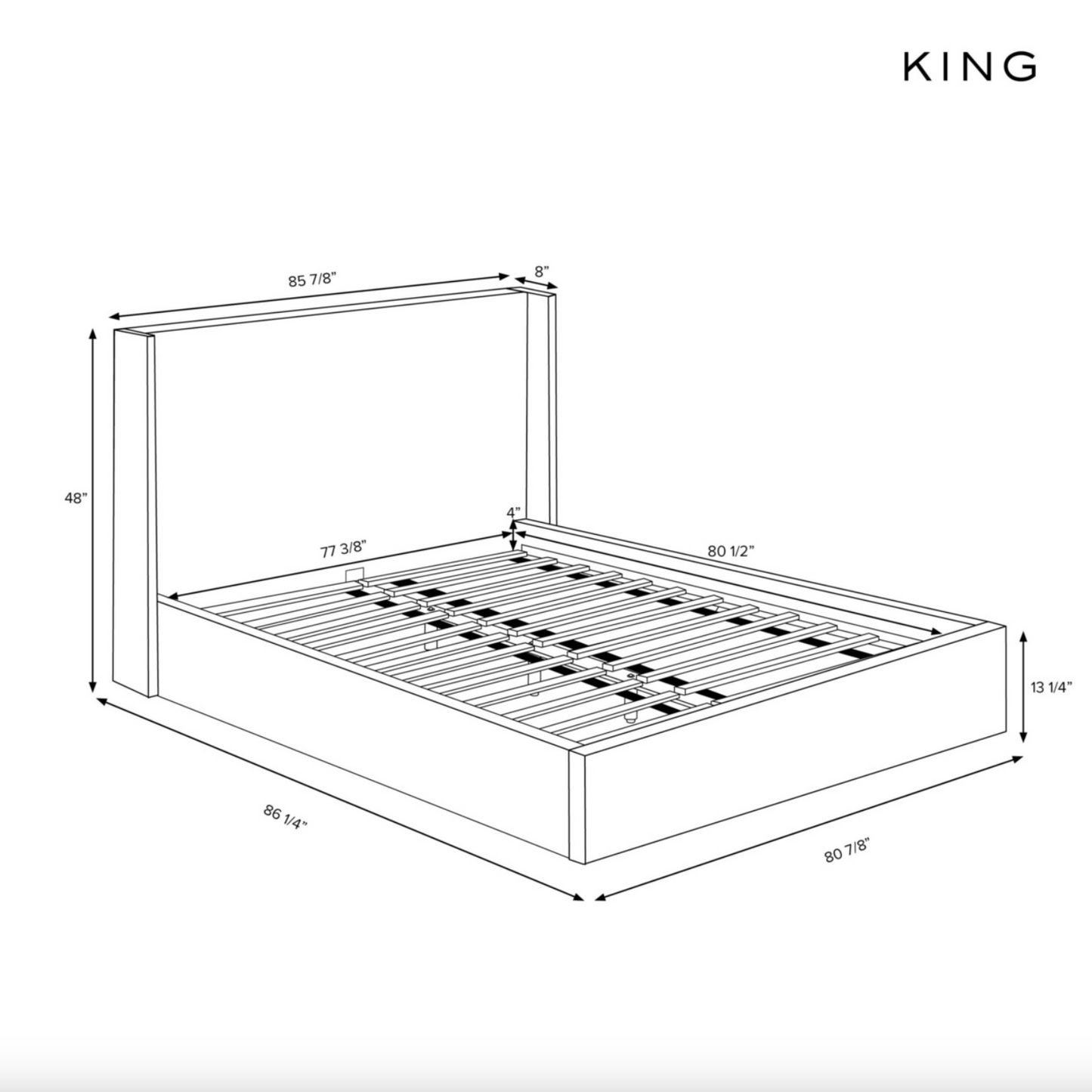 Thea 48" Wingback Platform Bed