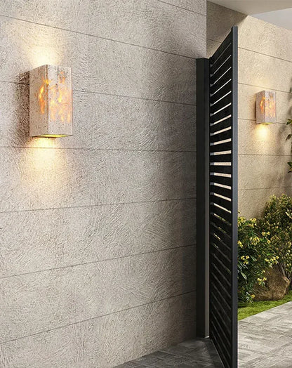 Square Rectangular Travertine Wall Lamp