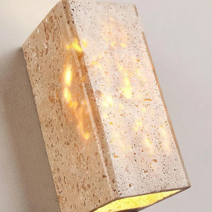 Square Rectangular Travertine Wall Lamp