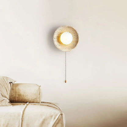 Stone Lunar Eclipse Travertine Wall Light