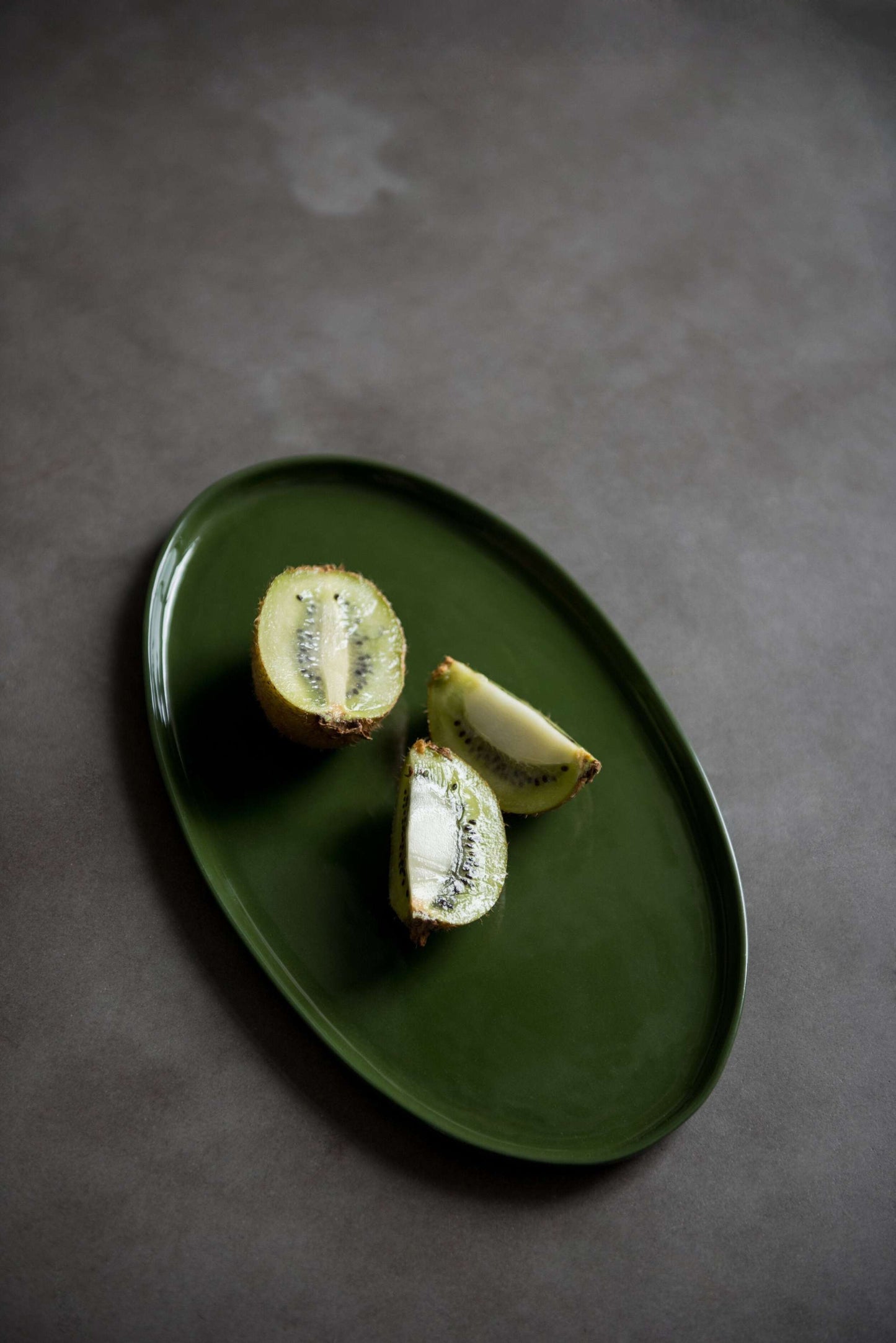 Handmade Oval Porcelain Platter. Green