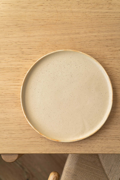 Beige Matte Stoneware Dinner Plates
