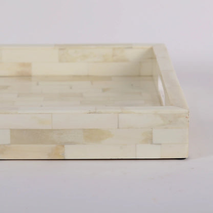 Decorative Tray Plain White Pattern Bone Inlay Collection in 2 Sizes