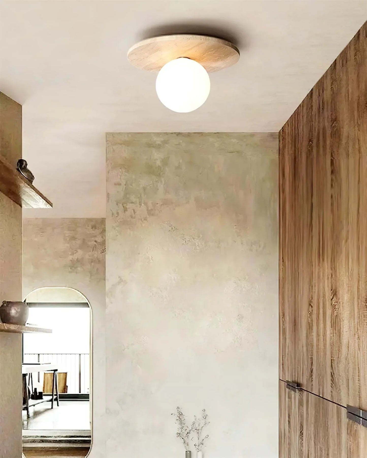 Tanner Disc Travertine Ceiling Light
