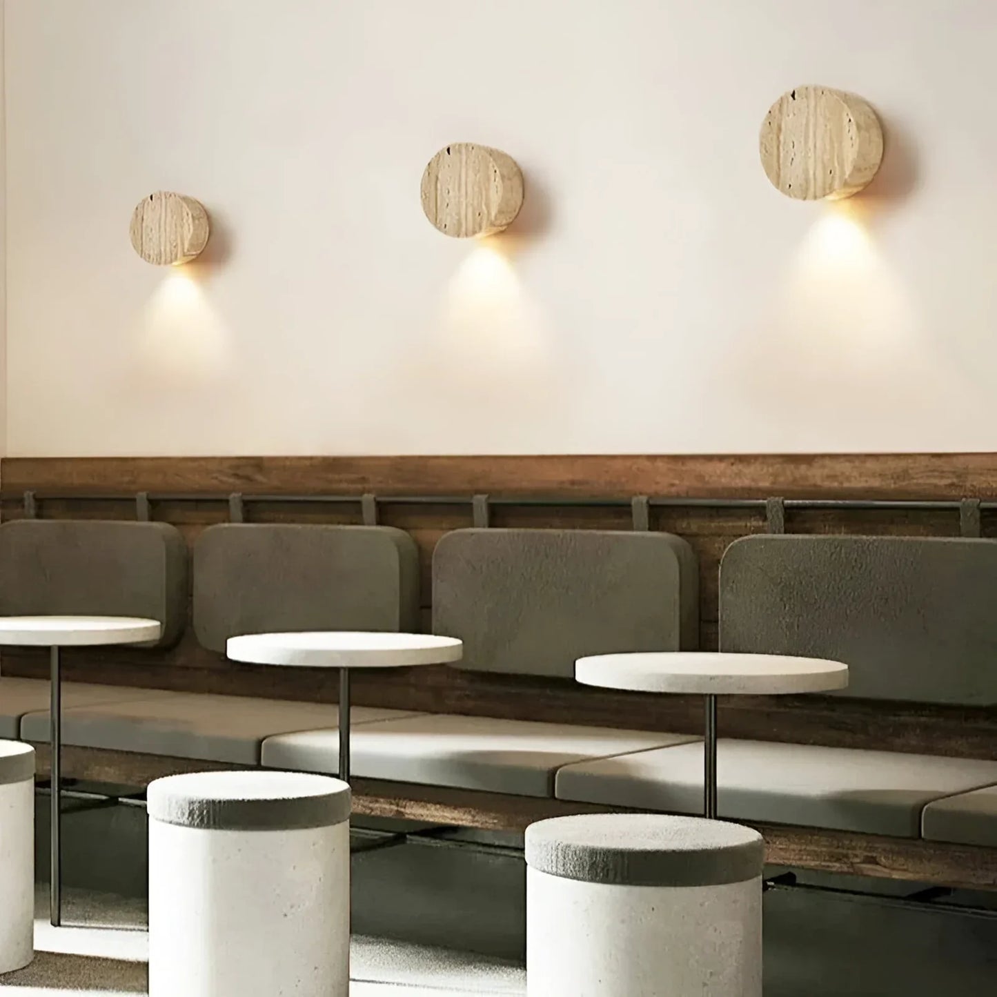 Vintage Round Travertine Wall Lamp