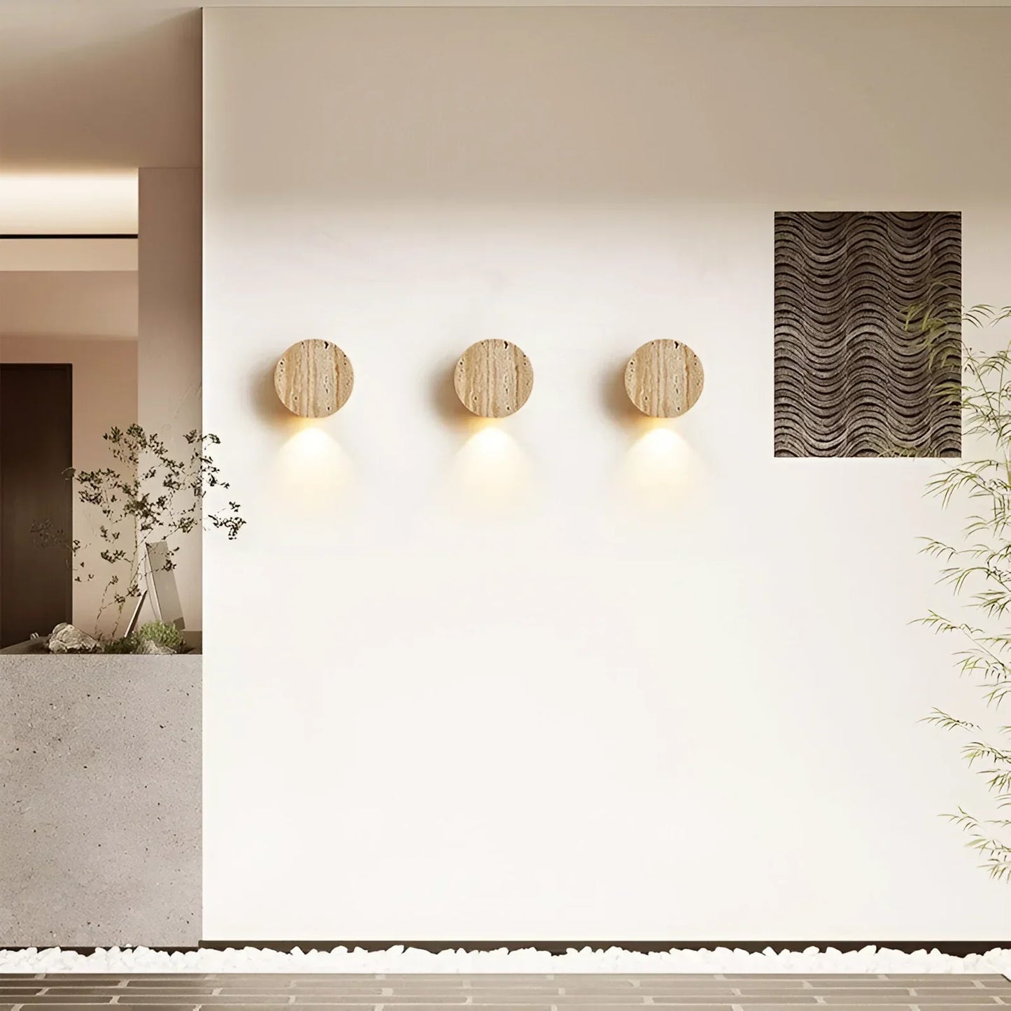 Vintage Round Travertine Wall Lamp
