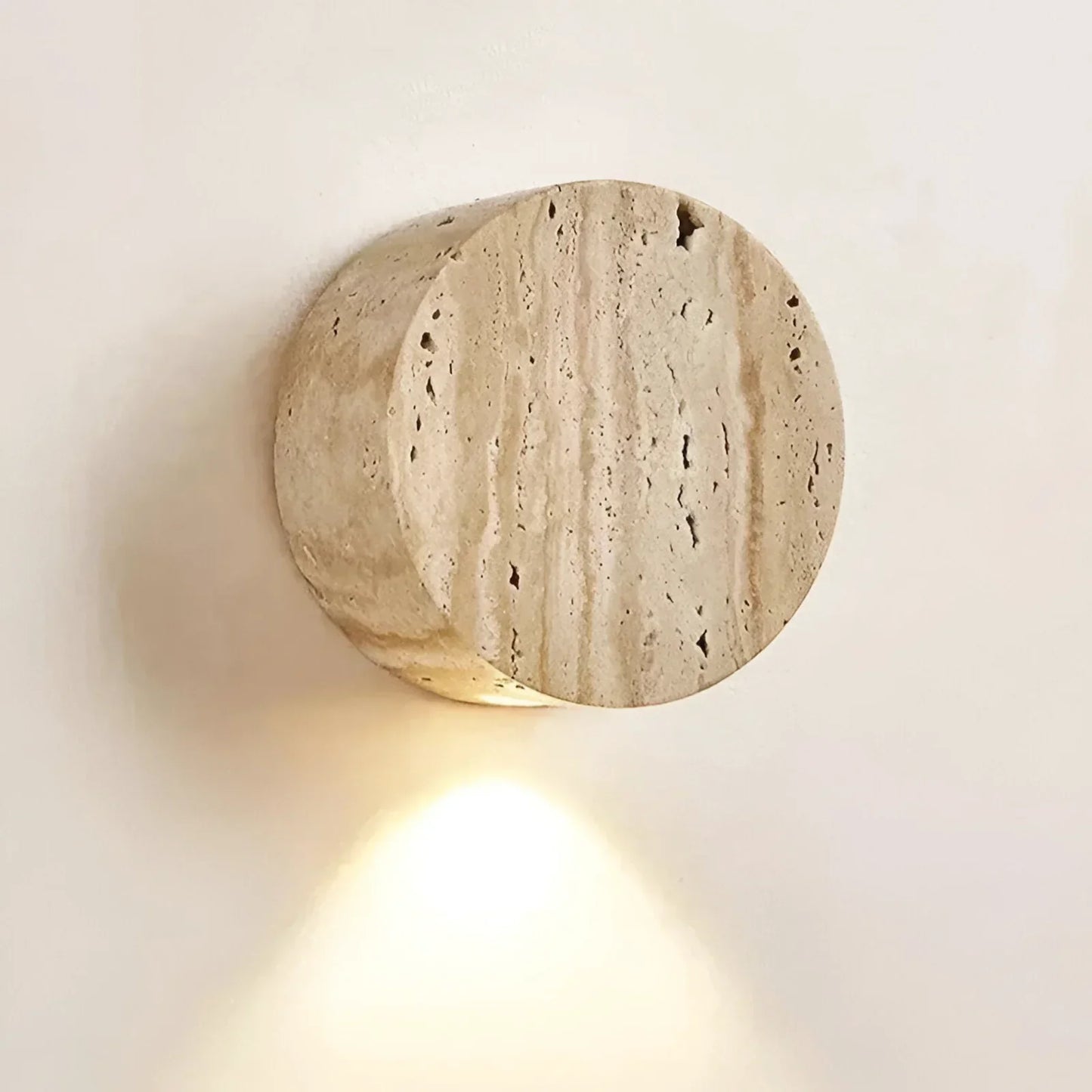 Vintage Round Travertine Wall Lamp