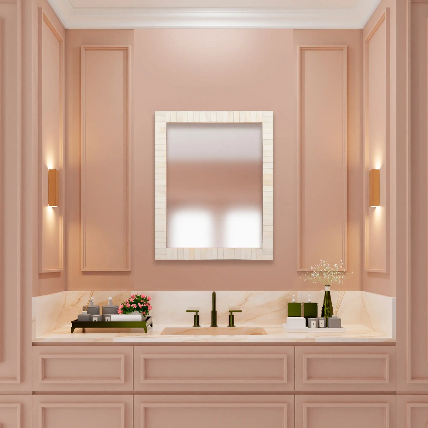 Make to Order Classic White Mirror Bone Inlay Collection in 3 Sizes