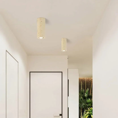 Wabi Sabi Cylinder Travertine Ceiling Lamp