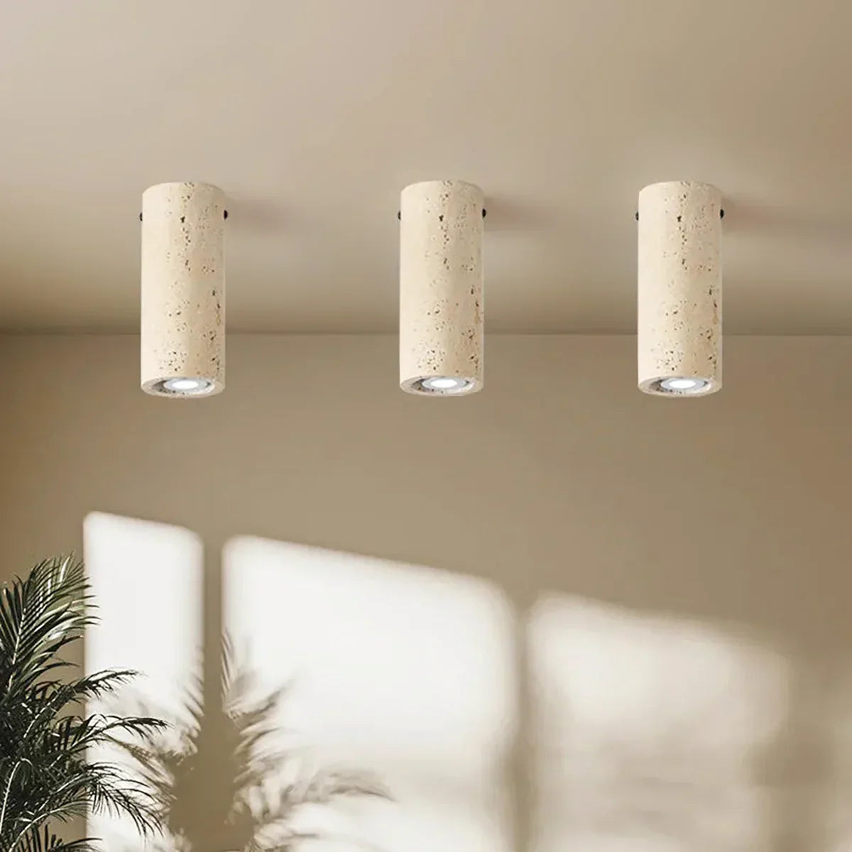 Wabi Sabi Cylinder Travertine Ceiling Lamp
