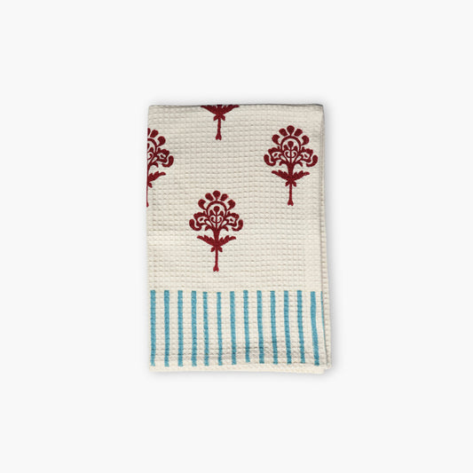 Harmony Cotton Waffle Kitchen Towels - Red Dahlia