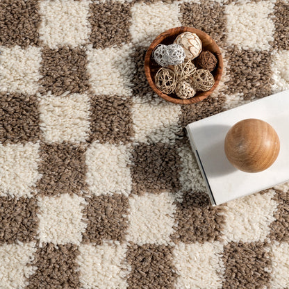 Adelaide Mid-Century Checkered Shag Area Rug