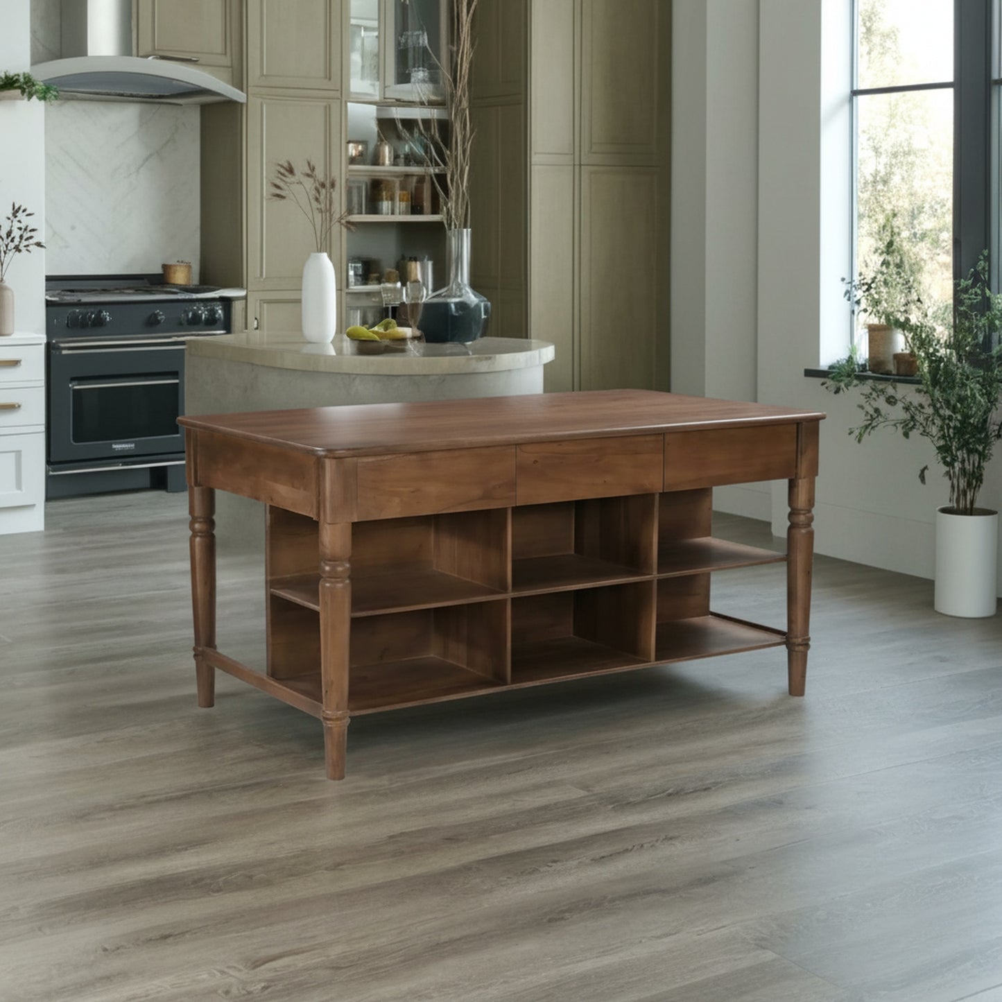 Russet Kitchen Island Brown