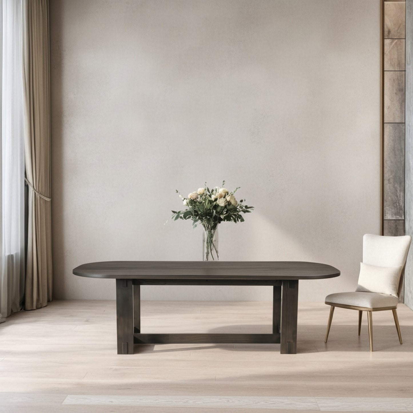 Glenn Oval Dining Table Dark Brown