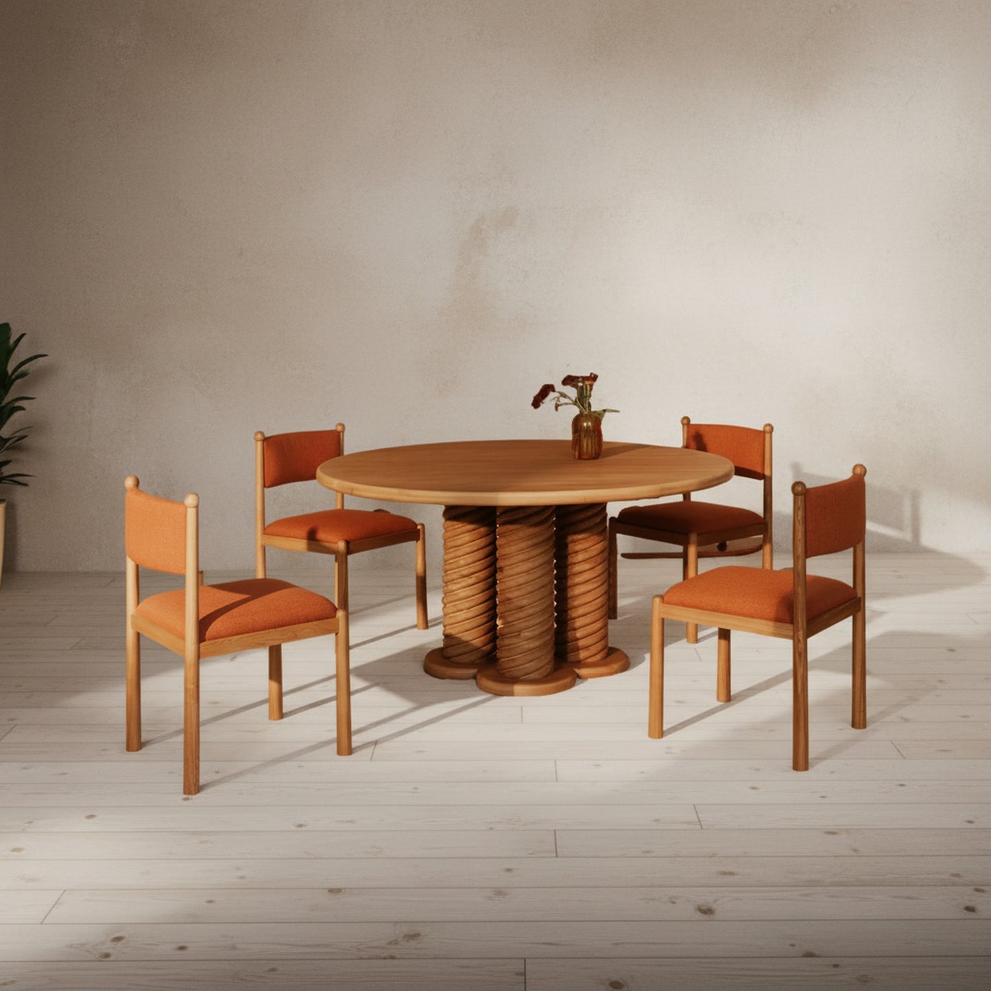 Treccia Round Dining Table Oak
