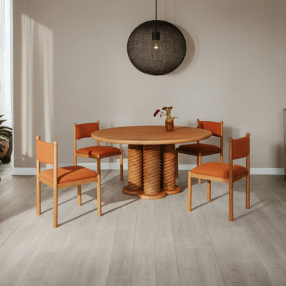 Treccia Round Dining Table Oak