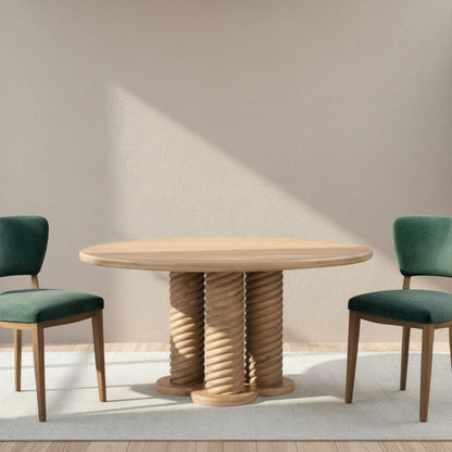 Treccia Round Dining Table Oak