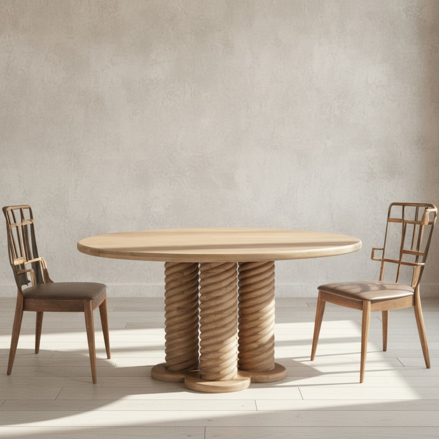 Treccia Round Dining Table Oak