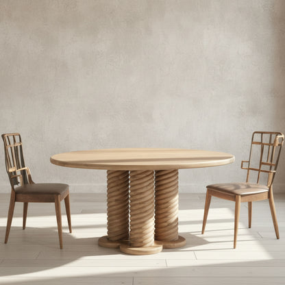 Treccia Round Dining Table Oak