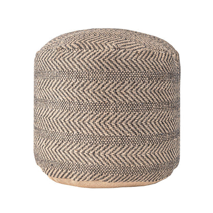 Exeter Chevron Braided Jute Filled Ottoman Pouf