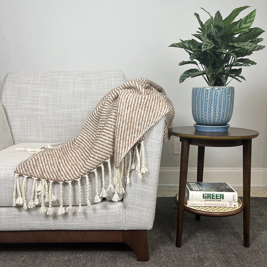 Chunky Camel Stripe Alpaca Throw Blanket