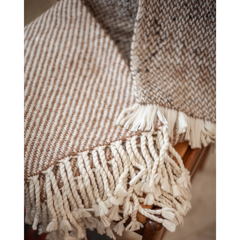 Chunky Camel Stripe Alpaca Throw Blanket