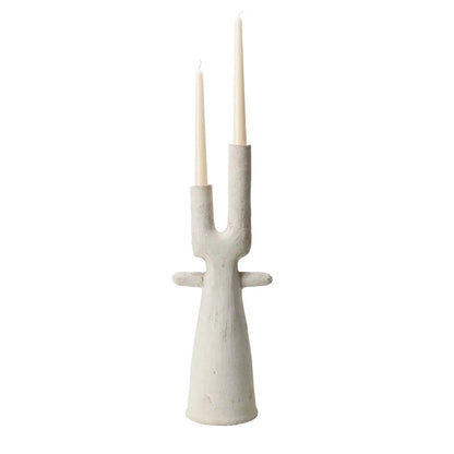 Handpicked Duo of Moroccan Unglazed Tamegroute Abstract Sculptures- Candlestick Holders