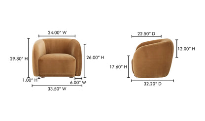 Faye Accent Chair Tan Faux Mohair