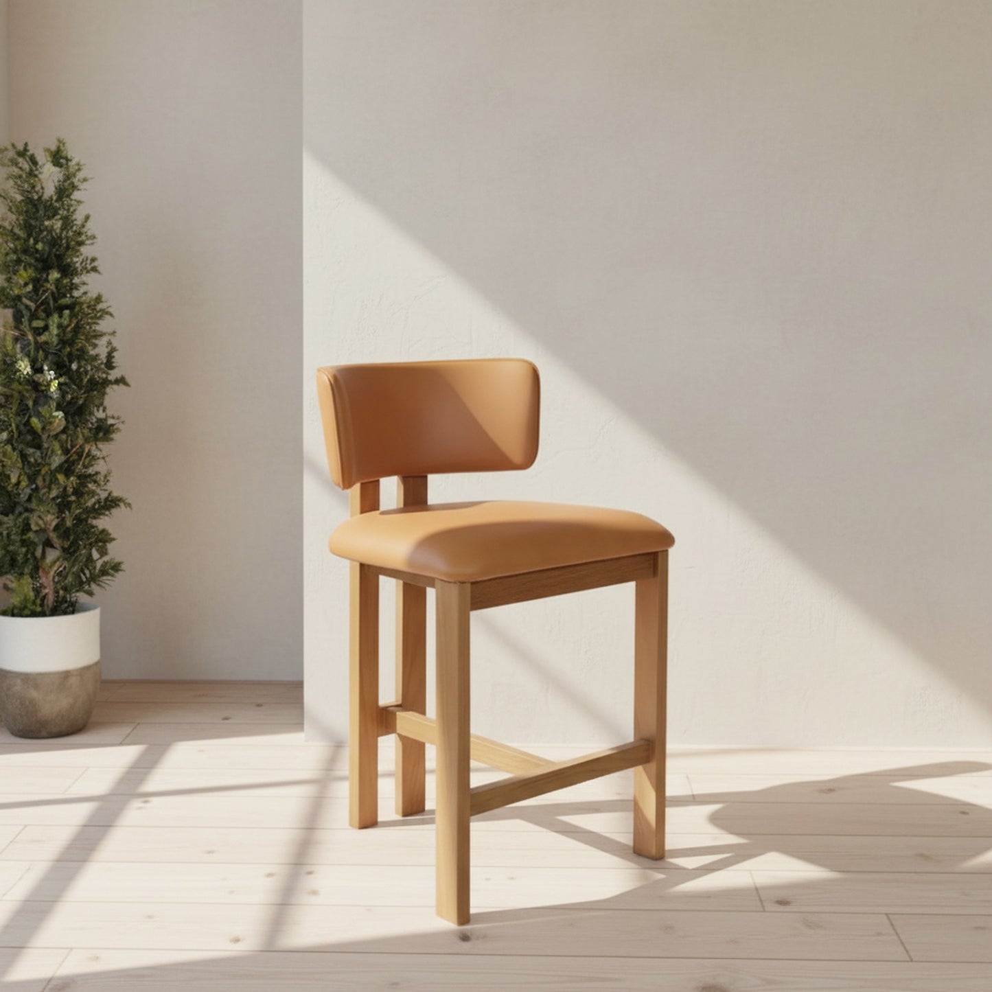 Morel Counter Stool Brown Leather