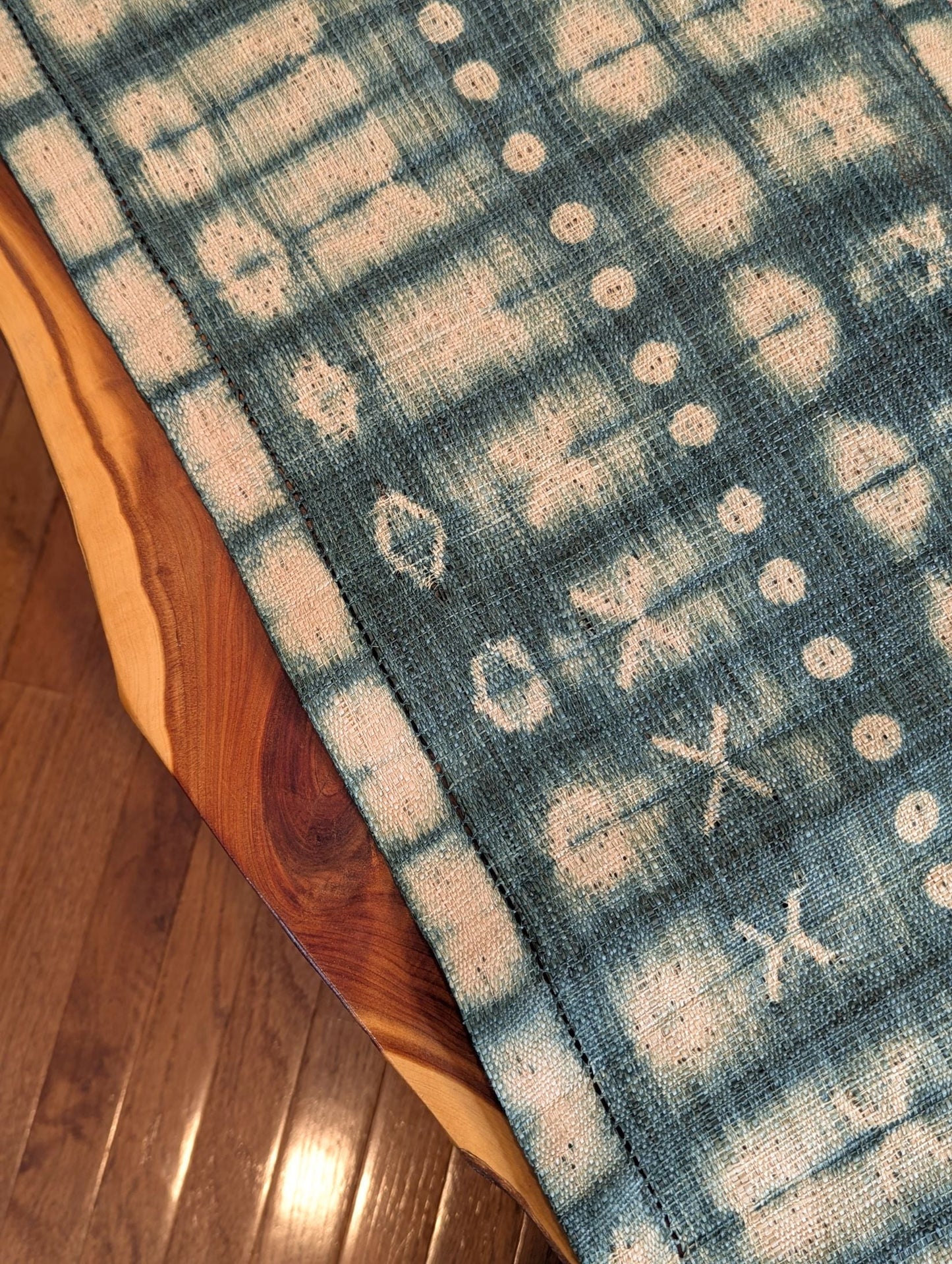 Raffia Shibori Placemat (Pair) - Cocoon & Moth Pattern - Green