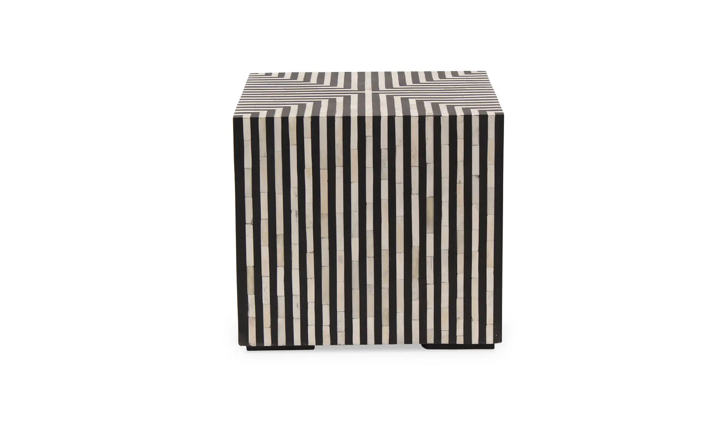 Terning Side Table Black and White