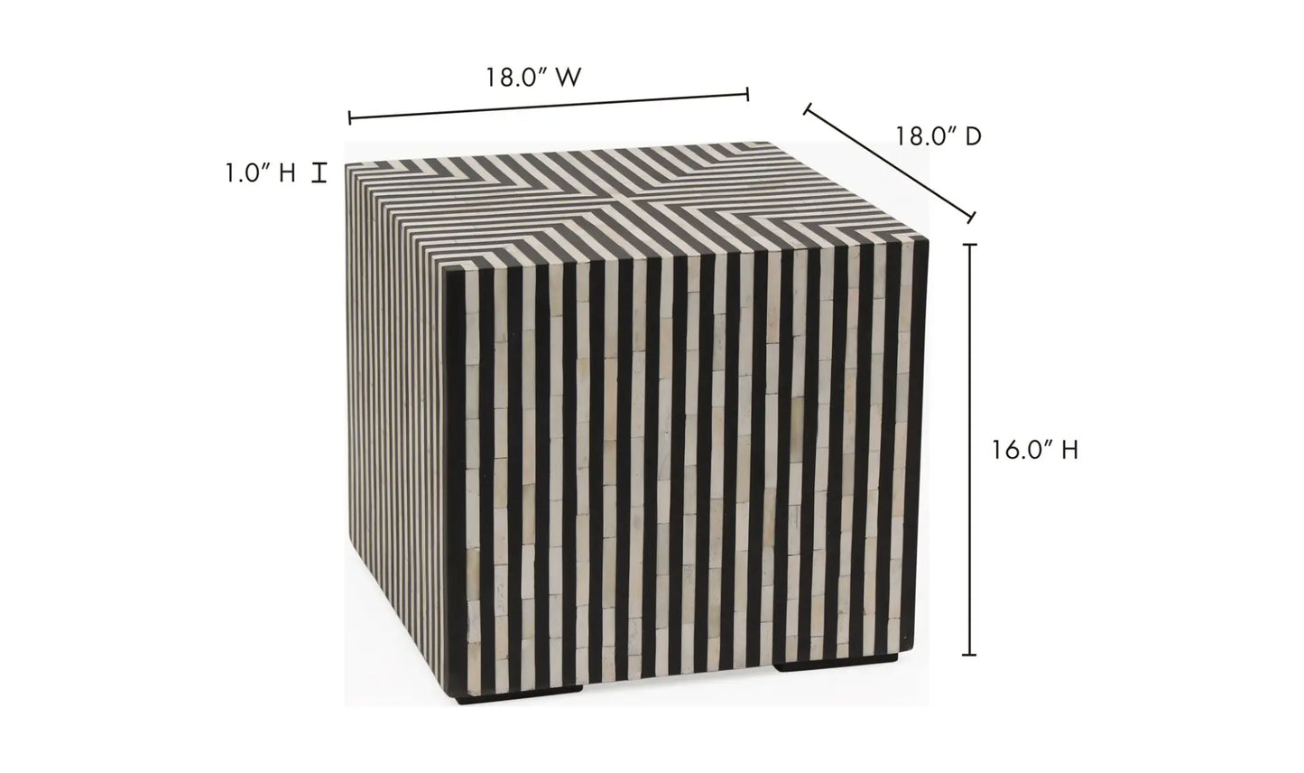 Terning Side Table Black and White