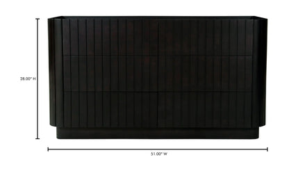 Povera 6 Drawer Dresser Black