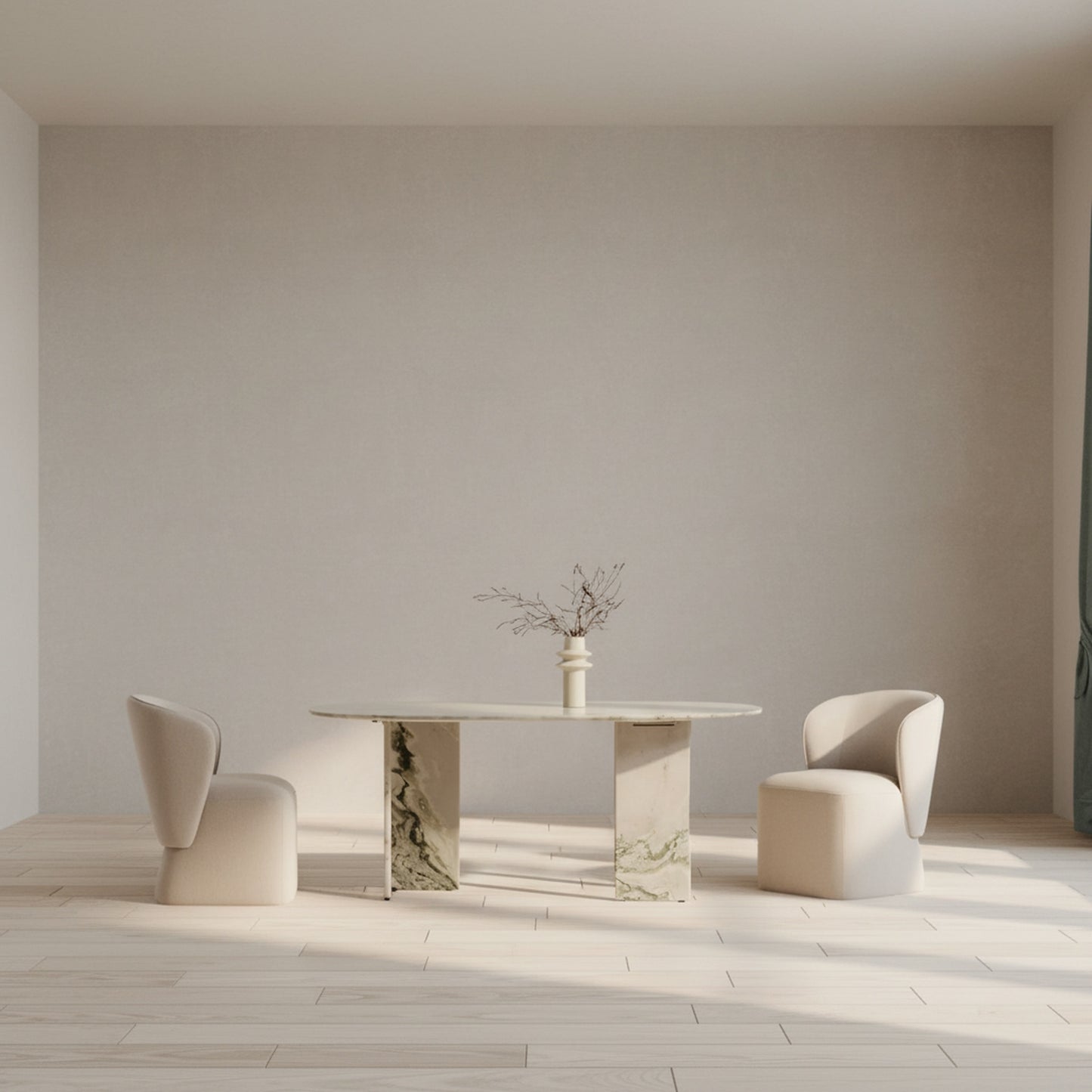 Celia Oval Dining Table Green Onyx Marble