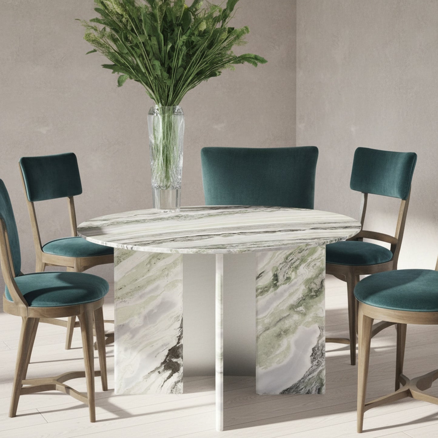 Celia Round Dining Table Green Onyx Marble