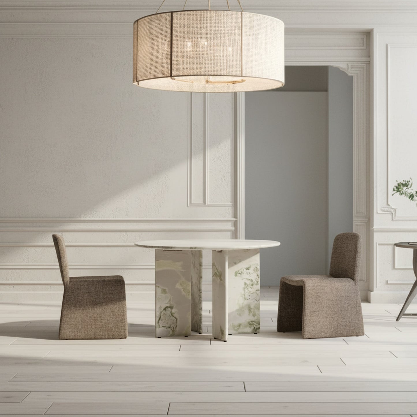 Celia Round Dining Table Green Onyx Marble