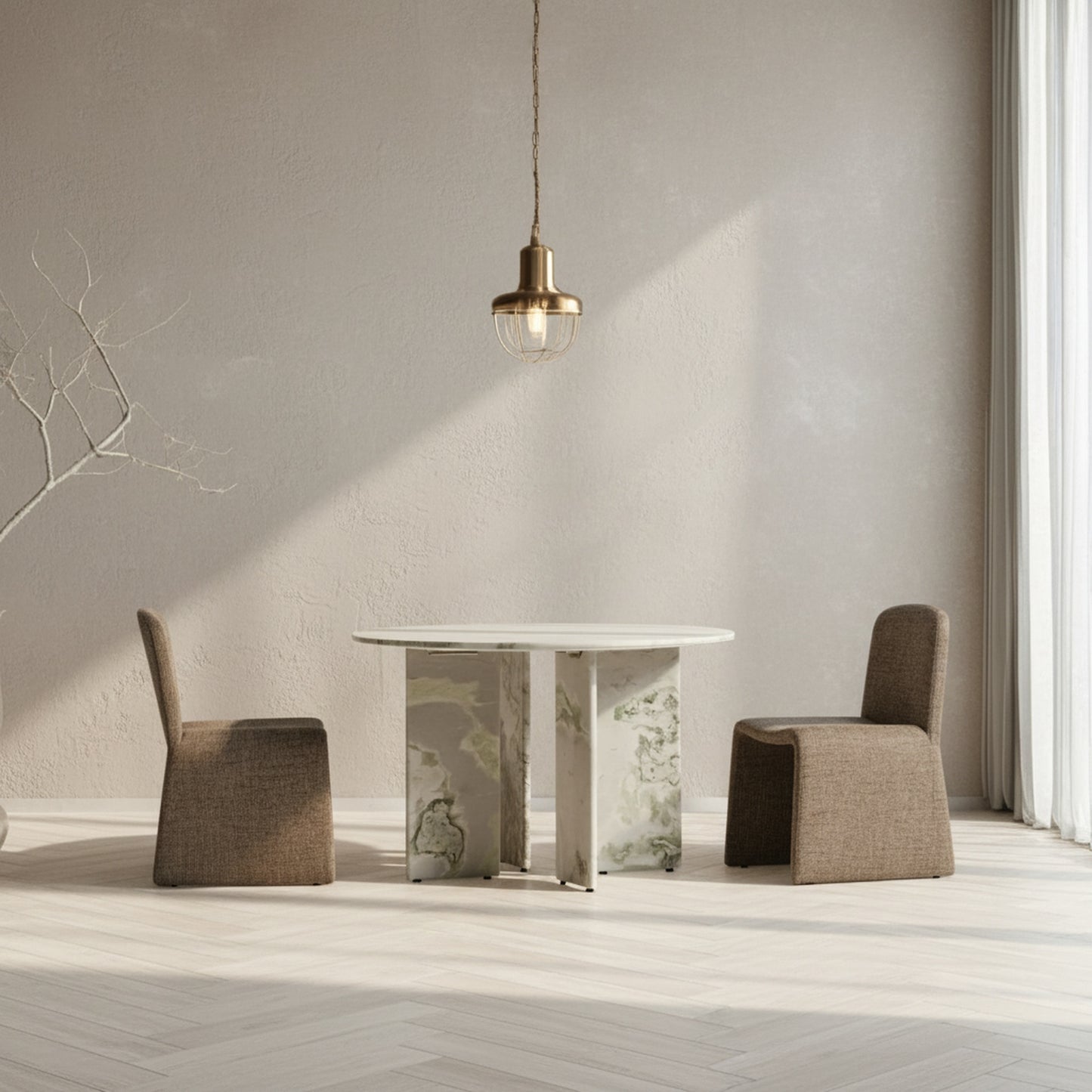 Celia Round Dining Table Green Onyx Marble