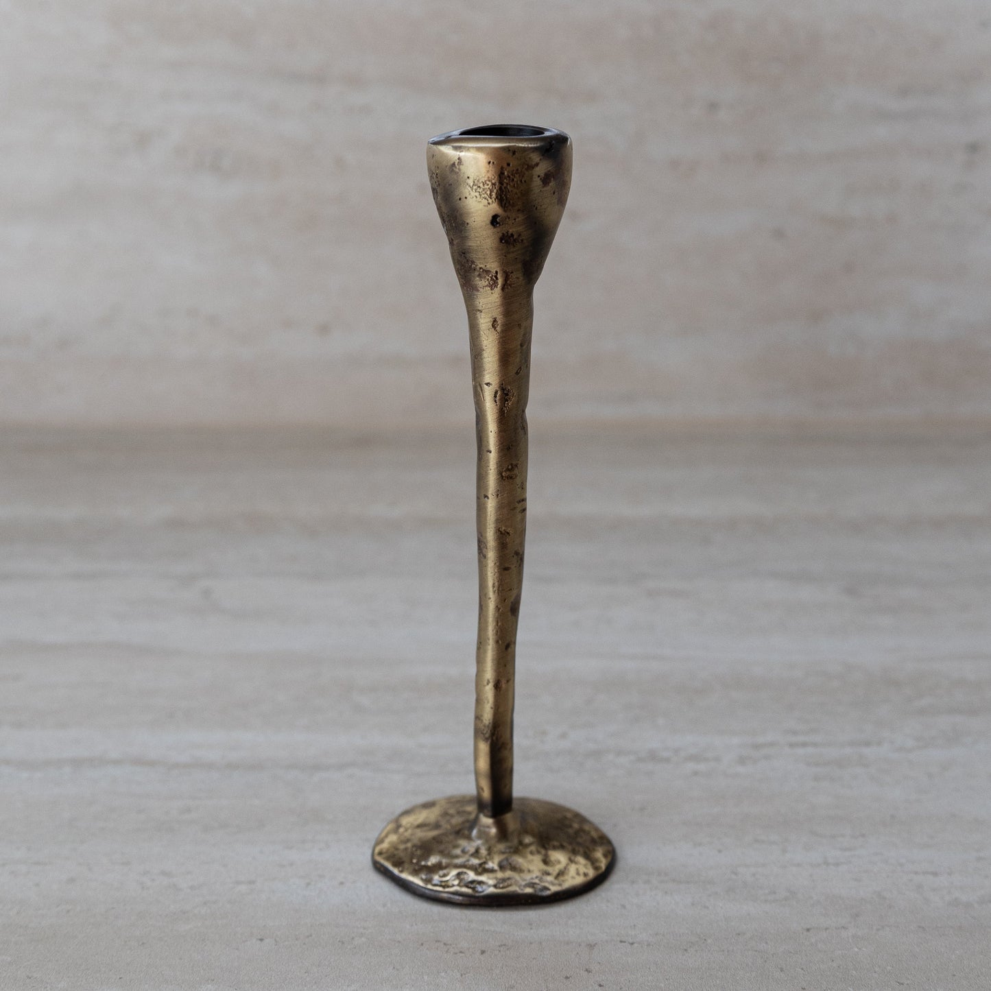 Antique Brass Large Candlesticks - Set of 3