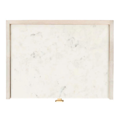 Tahseen Parquet Nightstand - White Washed / Brass