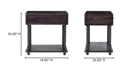 Tabitha Nightstand Dark Brown