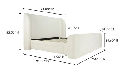 Sophia King Storage Bed Cream
